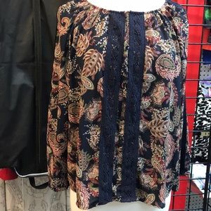 Tevita Crochet detail blouse . Navy XL